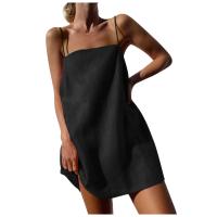 Moda Playa Corta para Verano 2024 Vestido Lineno Algodón Adelgazante con Correa Bella para Mujeres Y2K Vestido Casual de Holiday - details 2