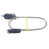 Cepillo de limpieza de acuario para manguera de agua, tubo de lirio, tubo de aire, tubo doblado Flexible de acero inoxidable, cepillo de doble cabezal, limpiador de peceras, cepillo de aire - details 4