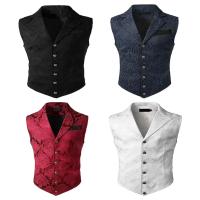 Chaleco de traje para hombre, chaleco con estampado de cuello en V, chaleco de boda para novio, traje elegante para hombre, chaleco, vestido Formal, chaqueta, chaleco, ropa de trabajo - details 22
