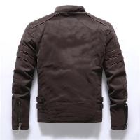 Chaqueta de Cuero Deslavada para Hombres 2025 Ligera, Moda Europea y Americana, Con Capas de Vellón - details 3
