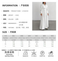 Otoño Invierno nueva camisa elegante de manga francesa ceñida a la cintura con sentido del diseño y vestido largo de moda con abertura - details 3