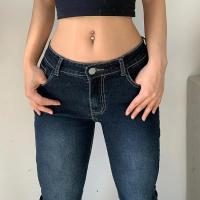 Y2K High Street pantalones vaqueros de tiro bajo azul para mujer pantalones vaqueros con bolsillos Bootcut ropa de calle pantalones vaqueros de cintura baja pantalones de pierna ancha - details 3