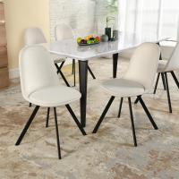 Juego de 4 sillas giratorias de ante para comedor con asiento acolchado, sillas de diseño para salón o cocina, con patas de metal negro, marrón - details 82