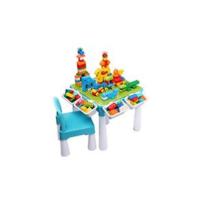 Juego de Mesa Actividades Construcción Múltiples 5 en 1, Mesa y Silla Infantil con Bloques de Construcción Grandes de 128 Piezas, Juegos de Construcción para Niños, Azul - details 9