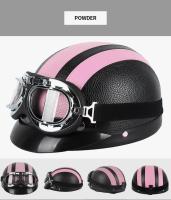 Casco de seguridad unisex para motociclismo, gafas eléctricas retro para moto, casco medio de moda, cuero PU - details 7