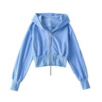 Sudadera con capucha holgada de manga larga de estilo corto, cintura alta, doble, deportiva, moda, camisa nueva - details 9