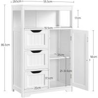 Armario de Baño de Madera Ajustable con Cajón y Estante Diseño de Doble Puerta para Sala de Estar Entrada Blanca Almacenamiento de Cocina Multiusos - details 2