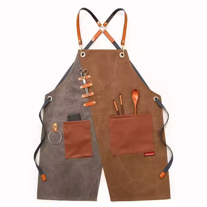 Delantal de lona para hombre y mujer, ropa de trabajo para camarero, restaurante, barbería, panadería, cafetería, jardinería, carpintero - 1