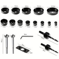 Conjunto de discos de taladro de tamaño variable 19PCS con 13 piezas de discos de taladro de propósito general 19mm-127mm mandrilos y llaves hexagonales en caja de almacenamiento ideal para madera tablero de gispo tablero de PVC - details 5