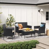 Conjunto de Muebles de Jardín, Muebles de Patio de Ratán, Muebles de Mimbre de PE para el Patio, Marrón y Topo - details 9