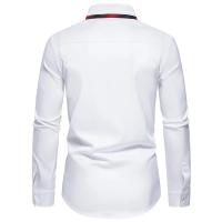 Camisas Negras Suaves de Algodón-Poliéster para Hombre Ropa Elegante Casual con Manga Larga y de Cachemira Azul - details 2