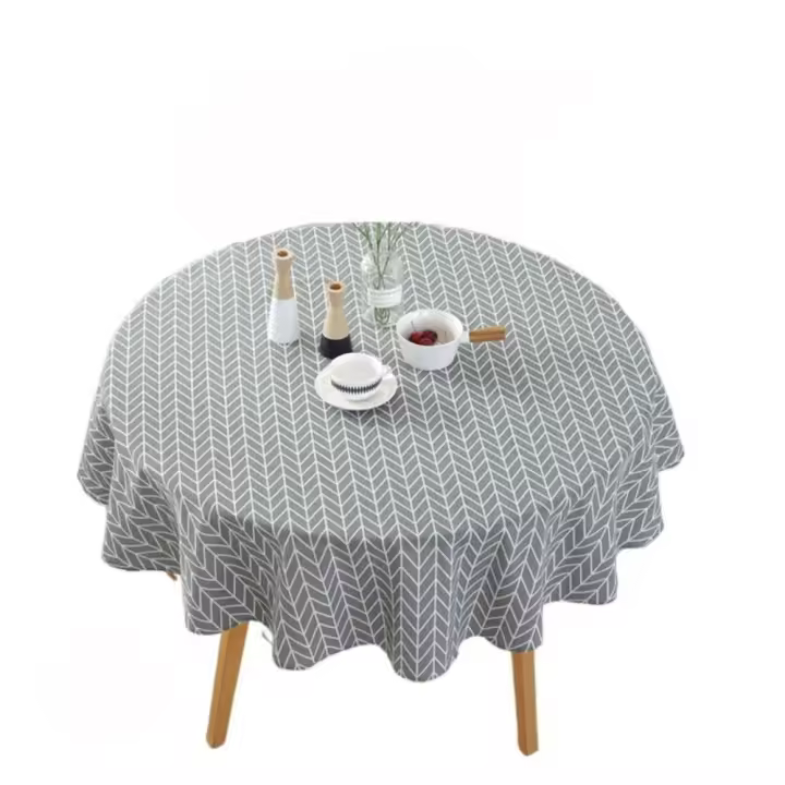 Mantel redondo de algodón, cubierta de mesa lavable, gruesa, estilo Pastoral, Decoración de mesa suave, decoraciones de mesa - 1