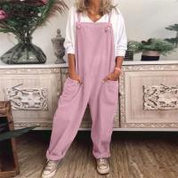 Monos de Algodón y Lino para Mujer Pantalones Anchos Ajustables con Borlas - details 6