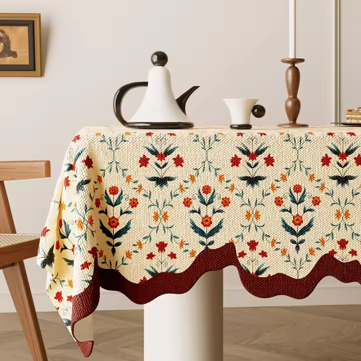 Mantel Romántico de Aceite de Estilo Americano Retro Mantel de Mesita de Lineno Impermeable con Estilo Pastoral - 1