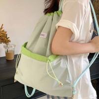 Mochilas con cordón de estilo coreano, diseño de nicho de Color en contraste, bolso de nailon suave ligero, bolso de hombro de gran capacidad de Color sólido - details 6