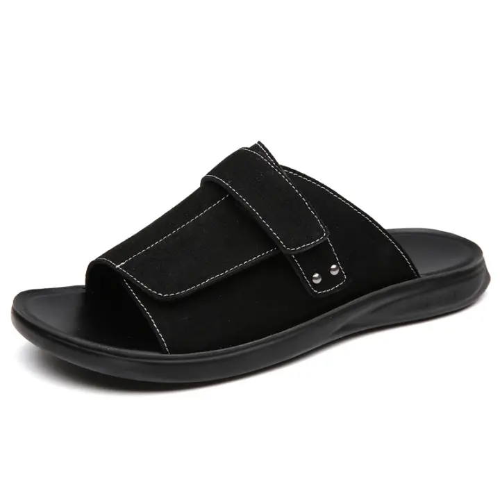 Verano nuevos hombres gladiadores todo partido de cuero de gamuza Casual zapatos transpirables sandalias de playa al aire libre zapatillas más el tamaño - 1