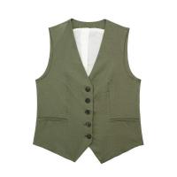 BUNO-Tops de lino lisos a la moda para mujer, chaleco sin mangas con cuello en V, chaleco informal elegante básico para mujer, trajes de negocios - details 11