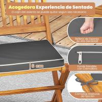 Set de Bistró con 3 Piezas Plegables, Mesa y Sillas Terraza de Madera de Acacia con 2 Cojines Acolchados Extraíbles, Muebles de Exterior para Patio Jardín Veranda Balcón (Rojo) - details 22