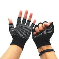 Guantes deportivos a prueba de viento de Color sólido para montar, protección solar, guantes elásticos para hombre, guantes de medio dedo, guantes de nailon, mitones antideslizantes - details 2