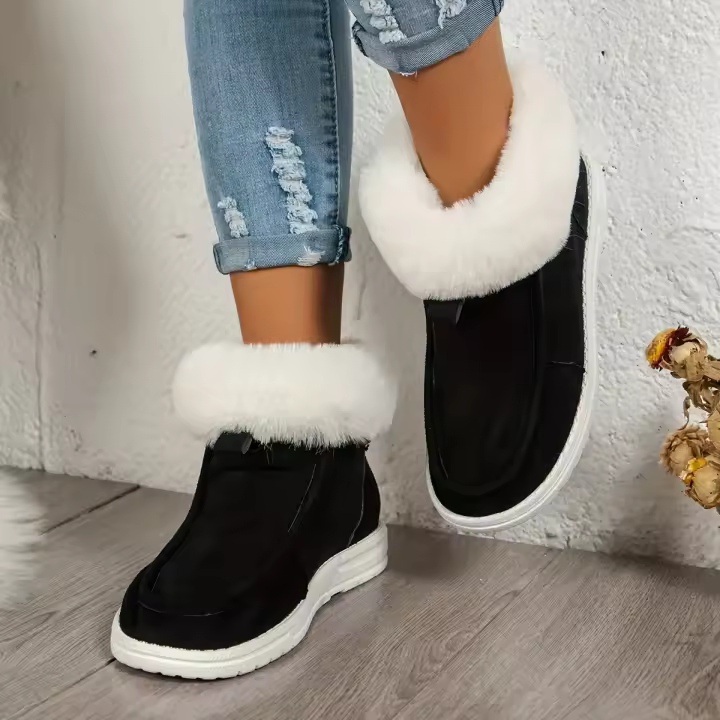 Simple Solid Color Thickened Medium Tube Warm Snow Boots Fashion Comfortable Thick Bottom Snow Boots Women Footwear - 1