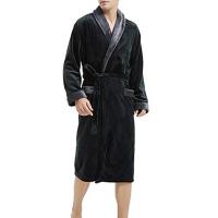 Bata de Hombre Cálida con Capucha de Franela Ropa de Noche con Bolsillos - details 2