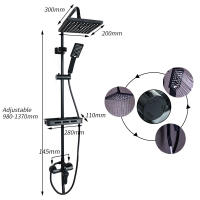 Juego de sistema de ducha, tubería de agua extendida, 3 funciones, color negro - details 2