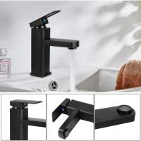 Grifos Monomando para Lavabos de Baño, Grifo Bañera Alto Cascada Negro, Agua Fría y Caliente con Dos Mangueras - details 2