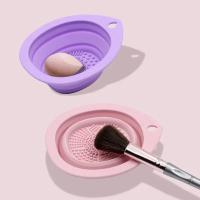 Limpiador de brochas de silicona, cuenco de limpieza de polvo plegable, cepillos de sombra de ojos, est - details 1