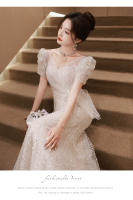 Vestido Eveig Gow Estilo Francés de Cola de Pescado para Mujer 2025 Vestido de Boda de Lujo Ligero - details 11