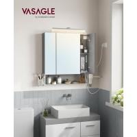 Armario de Baño con Luz LED 16,5 x 70 x 75 cm Toma Corriente Cesta Colgante Soporte para Secador - details 7