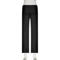 Pantalones femeninos a rayas pierna ancha cintura elástica pantalones de mujer tejidos bajos nuevos en tendencias 2025 ropa - details 14