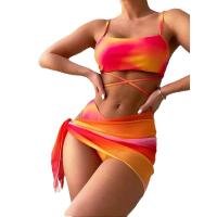 Sujetador sin mangas para mujer, traje de baño corto de cintura alta, ropa de playa con estampado de Espalda descubierta, conjunto de 3 piezas, 40, 38, 36, 34 - details 8