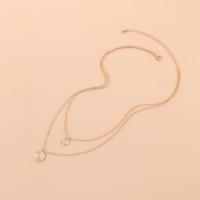 Collar con colgante redondo de doble capa para mujer, geométrico Simple, temperamento, versátil, suéter de moda - details 2