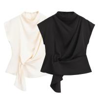 OUWU Elegante Corset de Satén de Color Puro con Cuello Doblado para Mujer - details 1