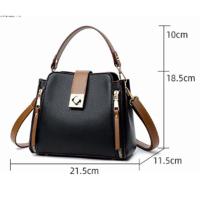 Bandolera de cuero de PU para mujer con asa, bolso de hombro tipo cubo de gran capacidad para mamás de mediana edad - details 22