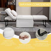Sofá cama 3 en 1 individual tapizado en lino, sillón reclinable en 5 posiciones, silla de dormir convertible, reposapiés con reposacabezas para salón, carga 200 kg, 95x189x43 cm, gris - details 23