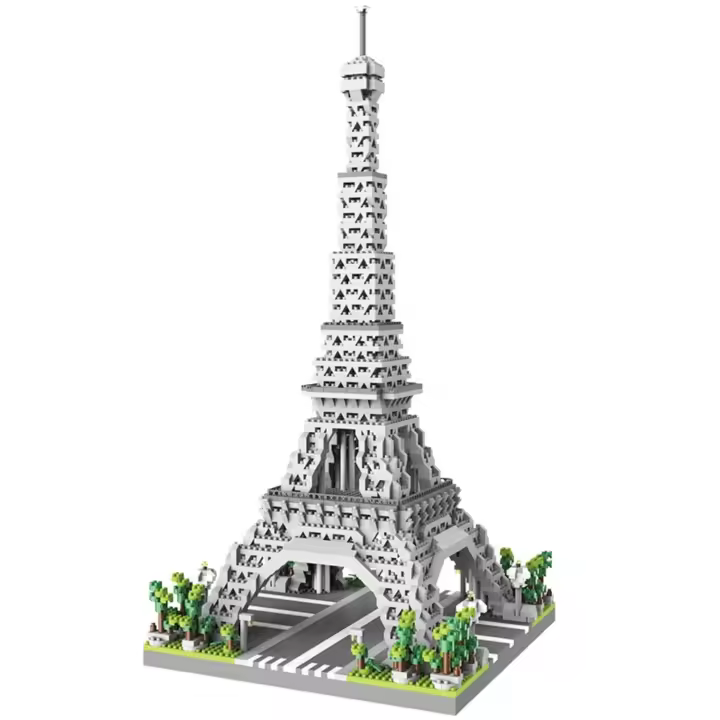 Bloques de construcción de vista de calle de la torre de París, Mini Diamante, ensamblaje de piezas pequeñas, juguete - 1