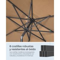 Sombrilla de Jardín 300 cm, UPF 50+, Parasol, 30 ° de Inclinación en dos Direcciones, con , para Patio, Terraza, , Piscina, sin Base, Beige GPU30BE - details 60