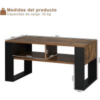 Mesa Centro Baja Mesa Auxiliar de 2 Niveles Mesita Lateral para Sofá Mesa de Café con Comodidades - details 2