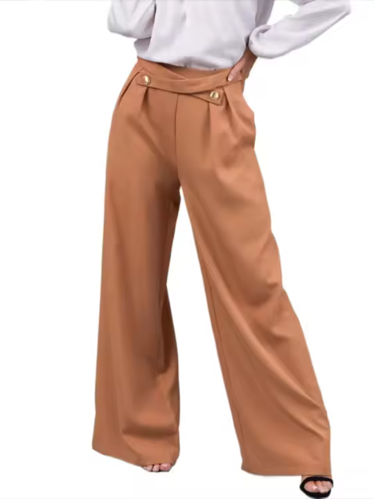 Pantalones sueltos de pierna recta para mujer, ropa de trabajo sencilla, cómodos, de cintura media, primavera y verano - 1