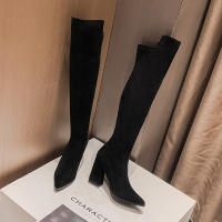 Botas de rodilla tacones altos no tubo nuevo otoño e invierno gamuza botas de tacón grueso pequeñas botas altas - details 22