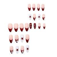 Uñas manicura francesa con encantadoras puntas rojas, cómodas de llevar, para uso diario y fiestas. - details 3