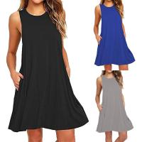 Vestido informal de verano para mujer, ropa playera, plisada, lisa, con bolsillos - details 0