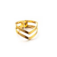 Anillos abiertos coreanos de onda Simple para mujer, sortija informal geométrica de Color dorado de acero inoxidable, regalo de joyería minimalista 2022 - details 5