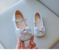 Zapatos de moda para niñas pequeñas para fiesta de boda, cuentas de perlas brillantes con gran brillo de cristal, zapatos planos para niños Mary Janes Sweet - details 2