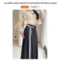 Pantalones de Pierna Ancha de Tencel Encaje Alto Cintura, Ajuste Suelto, Estilo de Verano, Mangas Largas - details 13