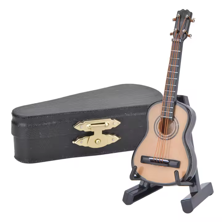 Modelo de guitarra clásica en miniatura, Mini decoración de guitarra de madera, modelo de instrumento Musical, 8cm - 1
