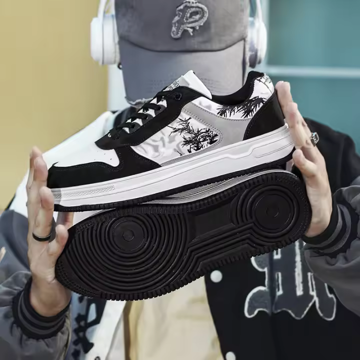 Zapatos de cuero transpirables informales para hombres, tablero, primavera, blancos, estilo deportivo - 1