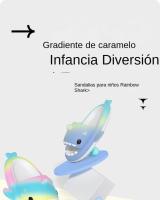 Sandalias de tiburón para niños con degradado de arco iris, lindos niños y niñas con degradado interior, - details 0