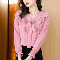Elegantes Camisas y Blusas Francesas para Mujer Top de Manga Larga con Cuello en V y Volantes - details 4
